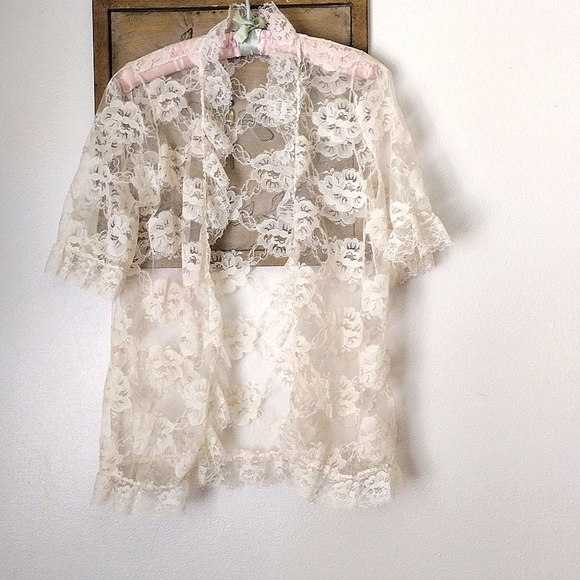 🕊️🤍 VINTAGE Lace Kimono Ivory - Picture 1 of 1